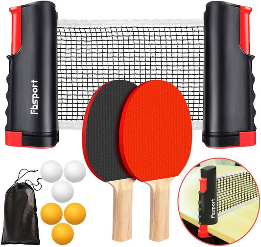 Professional Table Tennis Paddle Set with Retractable Net, Rackets, Balls, and Carry Bag for Indoor and Outdoor Use