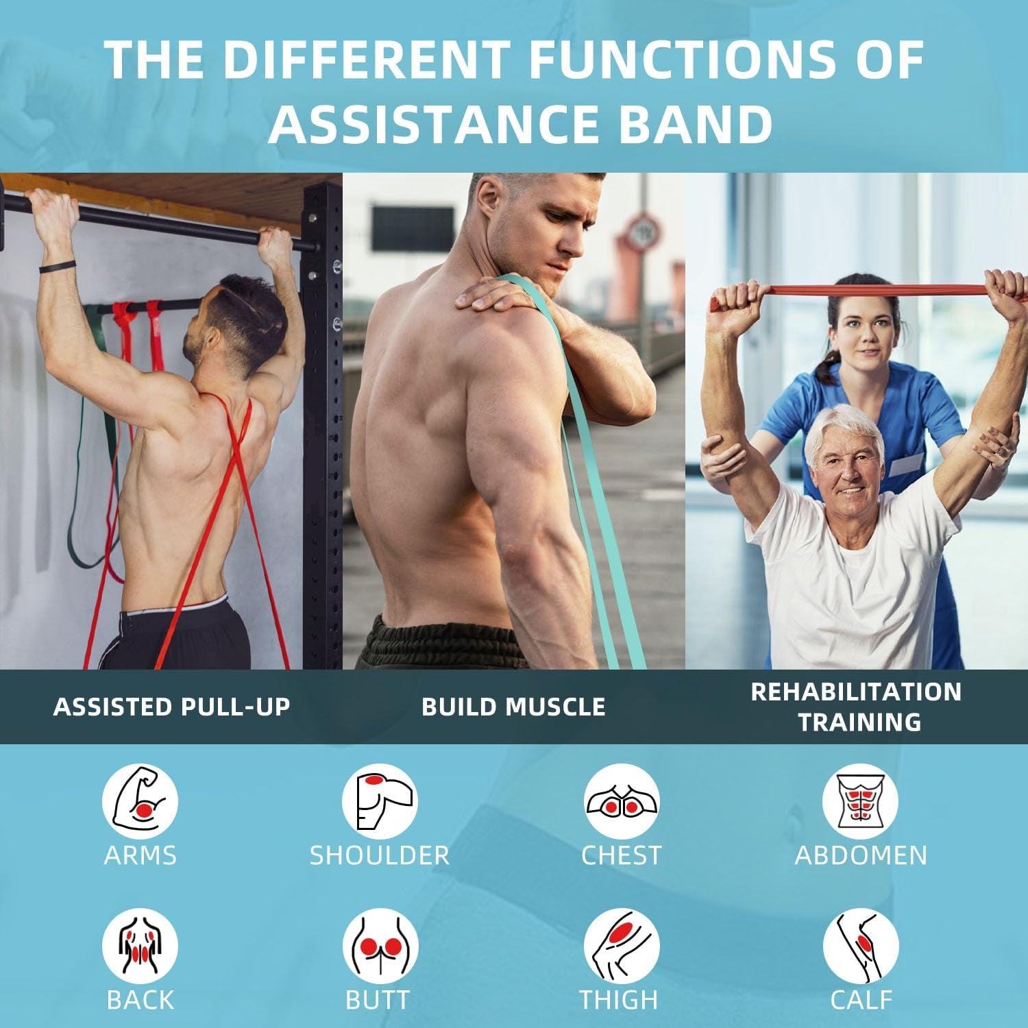 Resistance Bands for Pull-Up Assistance and Muscle Training - Ideal for Body Stretching and Physical Therapy for Men and Women