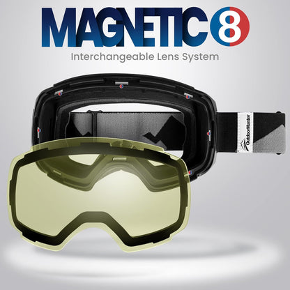 Professional Ski Goggle Replacement Lens with Quick Magnetic System, Anti-Fog Clarity, UV400 Protection, and Versatile VLT Options for All Weather Conditions