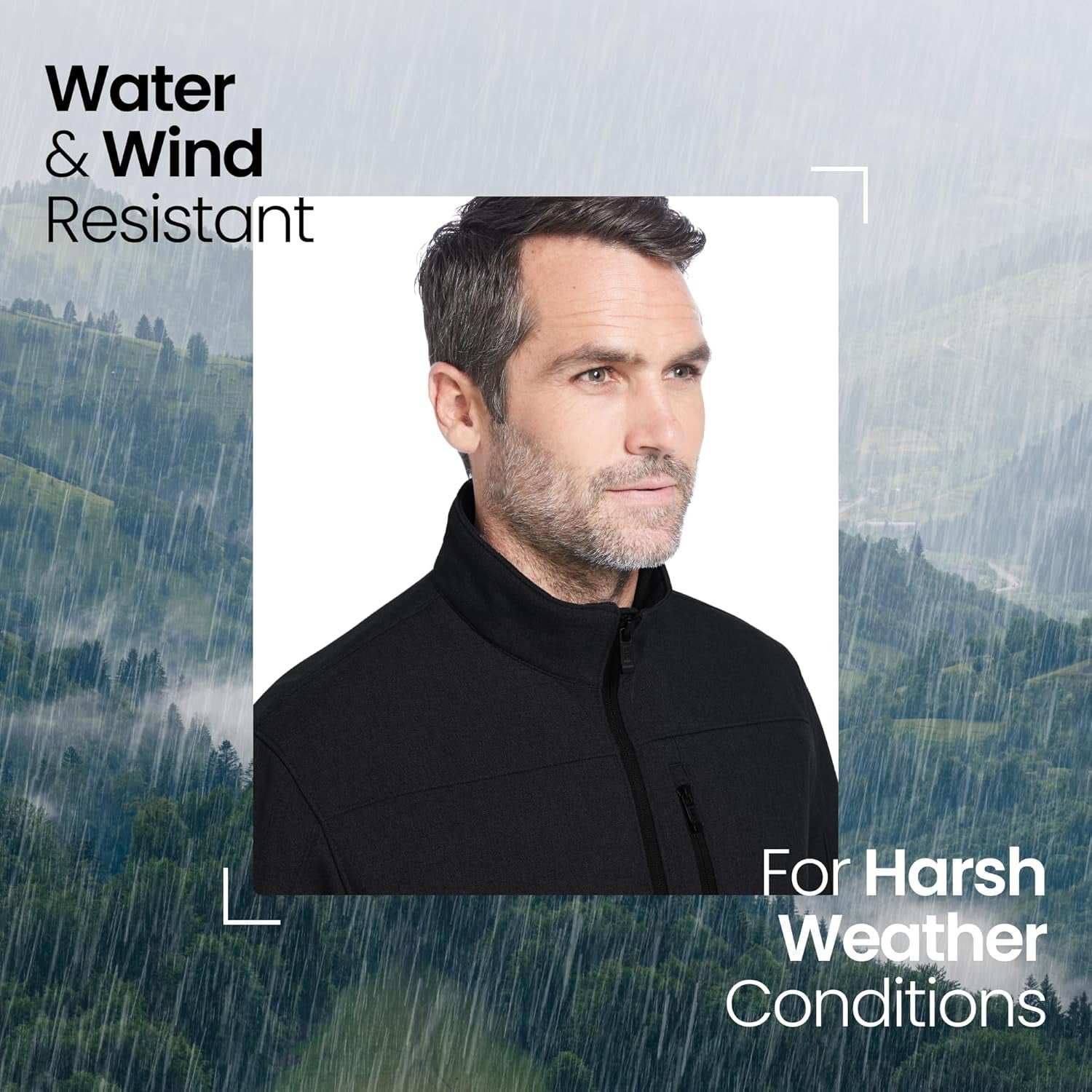 Men's Lightweight Softshell Jacket - Wind and Water Resistant, Breathable Outdoor Coat