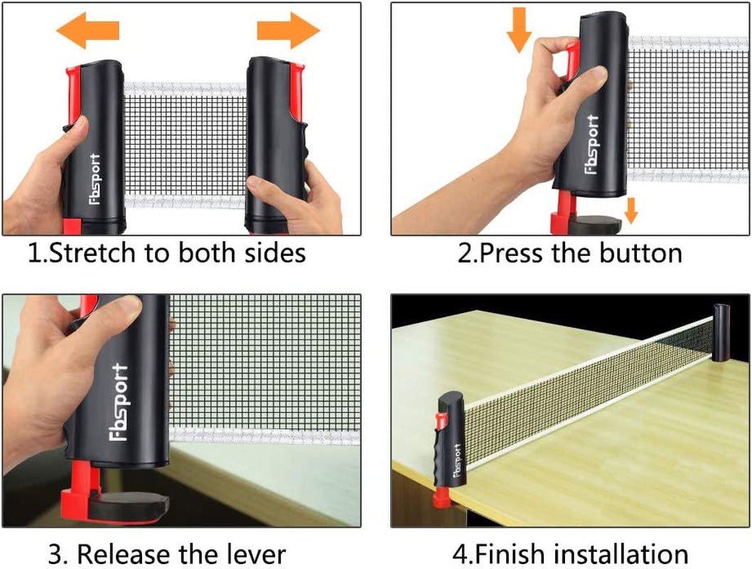 Professional Table Tennis Paddle Set with Retractable Net, Rackets, Balls, and Carry Bag for Indoor and Outdoor Use