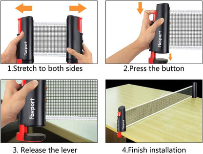 Professional Table Tennis Paddle Set with Retractable Net, Rackets, Balls, and Carry Bag for Indoor and Outdoor Use