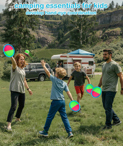 Toss and Catch Ball Game Set - Outdoor Toy for Beach, Pool, Yard, and Camping | Includes 2 Paddles, 2 Sticky Balls, and Carry Bag | Engaging Backyard Activity for Kids Ages 3-12 and Families | Perfect Gift for Birthdays and Holidays