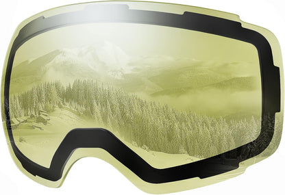 Professional Ski Goggle Replacement Lens with Quick Magnetic System, Anti-Fog Clarity, UV400 Protection, and Versatile VLT Options for All Weather Conditions