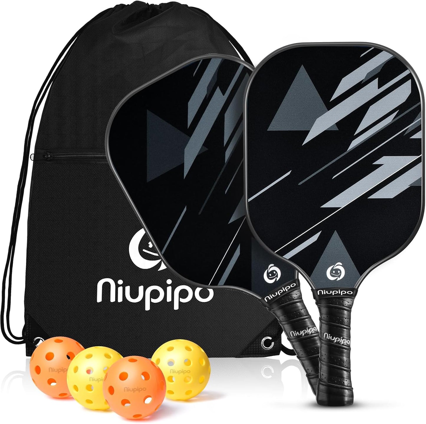 Fiberglass Pickleball Paddle Set (2 or 4 Paddles) - USAPA Approved with Balls and Carry Bag, Lightweight Design with Polypropylene Honeycomb Core for Beginners and Intermediate Players