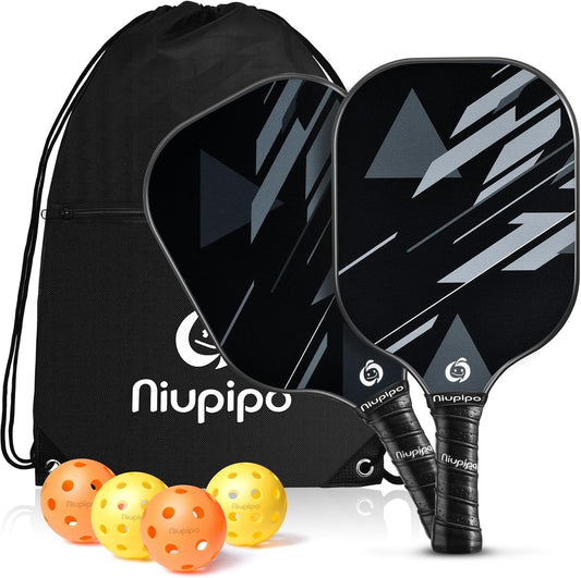 Fiberglass Pickleball Paddle Set (2 or 4 Paddles) - USAPA Approved with Balls and Carry Bag, Lightweight Design with Polypropylene Honeycomb Core for Beginners and Intermediate Players