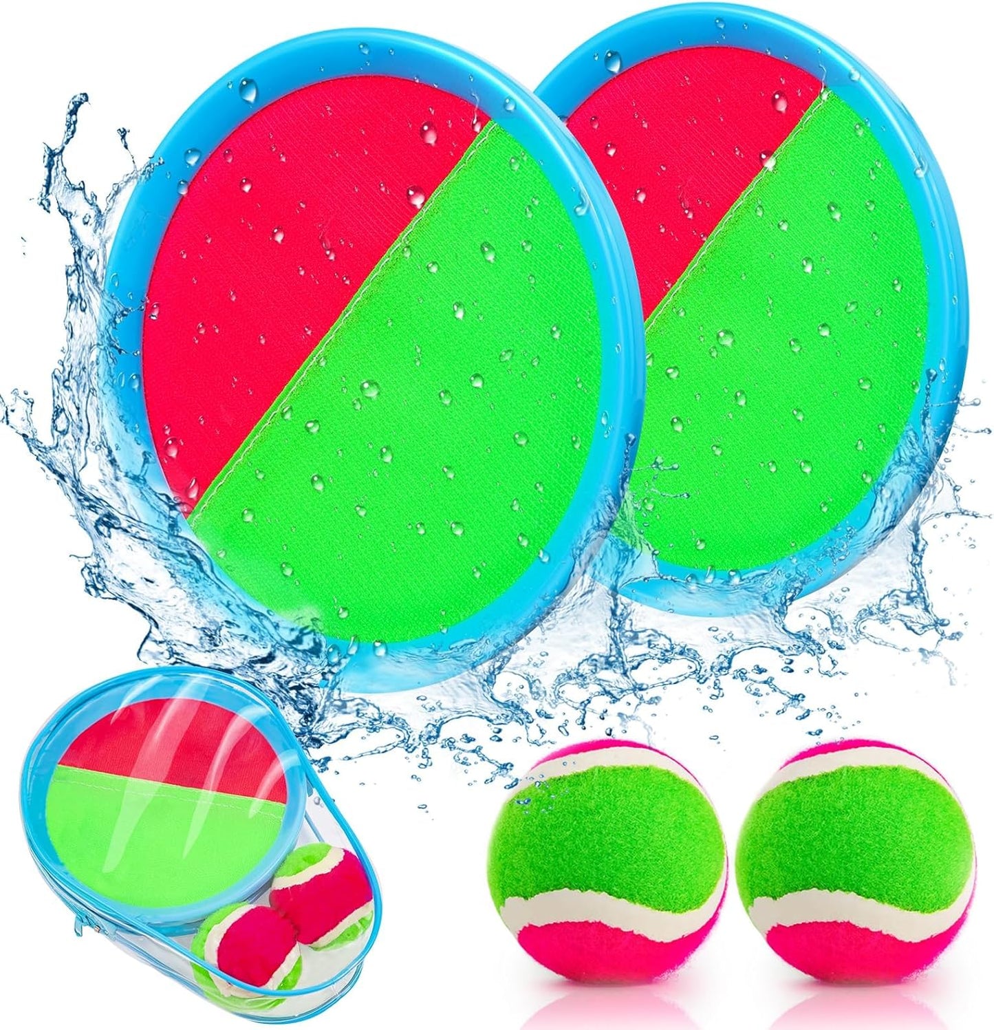 Toss and Catch Ball Game Set - Outdoor Toy for Beach, Pool, Yard, and Camping | Includes 2 Paddles, 2 Sticky Balls, and Carry Bag | Engaging Backyard Activity for Kids Ages 3-12 and Families | Perfect Gift for Birthdays and Holidays