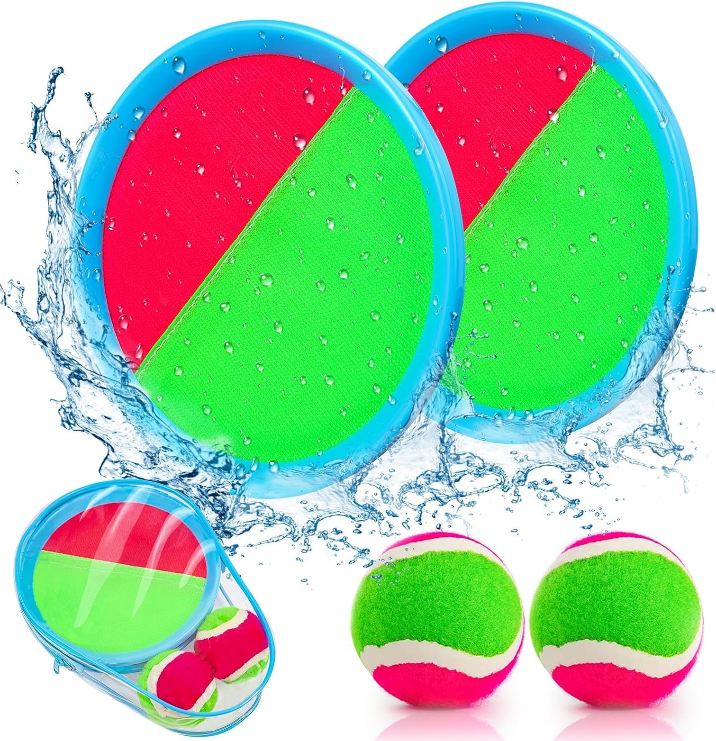 Toss and Catch Ball Game Set - Outdoor Toy for Beach, Pool, Yard, and Camping | Includes 2 Paddles, 2 Sticky Balls, and Carry Bag | Engaging Backyard Activity for Kids Ages 3-12 and Families | Perfect Gift for Birthdays and Holidays