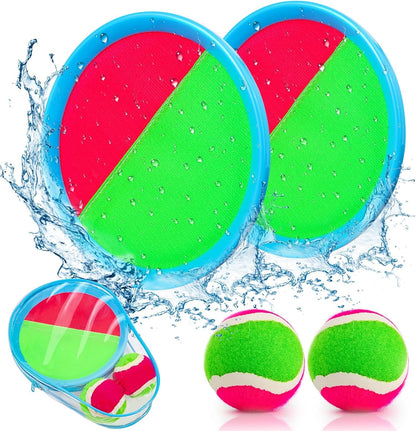 Toss and Catch Ball Game Set - Outdoor Toy for Beach, Pool, Yard, and Camping | Includes 2 Paddles, 2 Sticky Balls, and Carry Bag | Engaging Backyard Activity for Kids Ages 3-12 and Families | Perfect Gift for Birthdays and Holidays