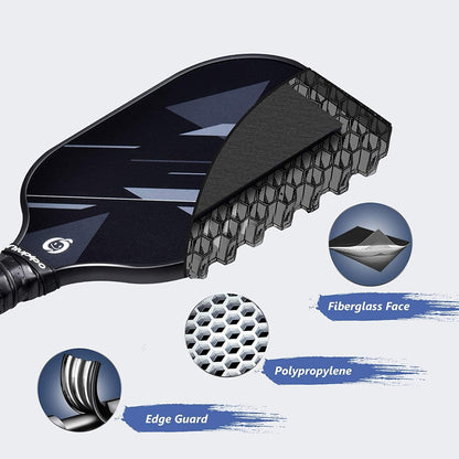 Fiberglass Pickleball Paddle Set (2 or 4 Paddles) - USAPA Approved with Balls and Carry Bag, Lightweight Design with Polypropylene Honeycomb Core for Beginners and Intermediate Players