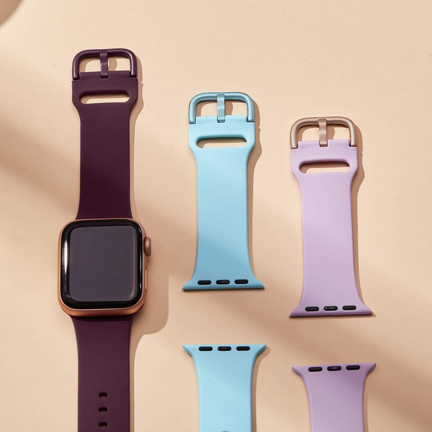 Soft Silicone Sport Band for Apple Watch (38mm to 49mm) - Classic Clasp Replacement Strap for Series 1-11, SE, and Ultra - Unisex Design