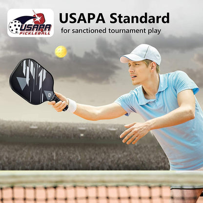 Fiberglass Pickleball Paddle Set (2 or 4 Paddles) - USAPA Approved with Balls and Carry Bag, Lightweight Design with Polypropylene Honeycomb Core for Beginners and Intermediate Players
