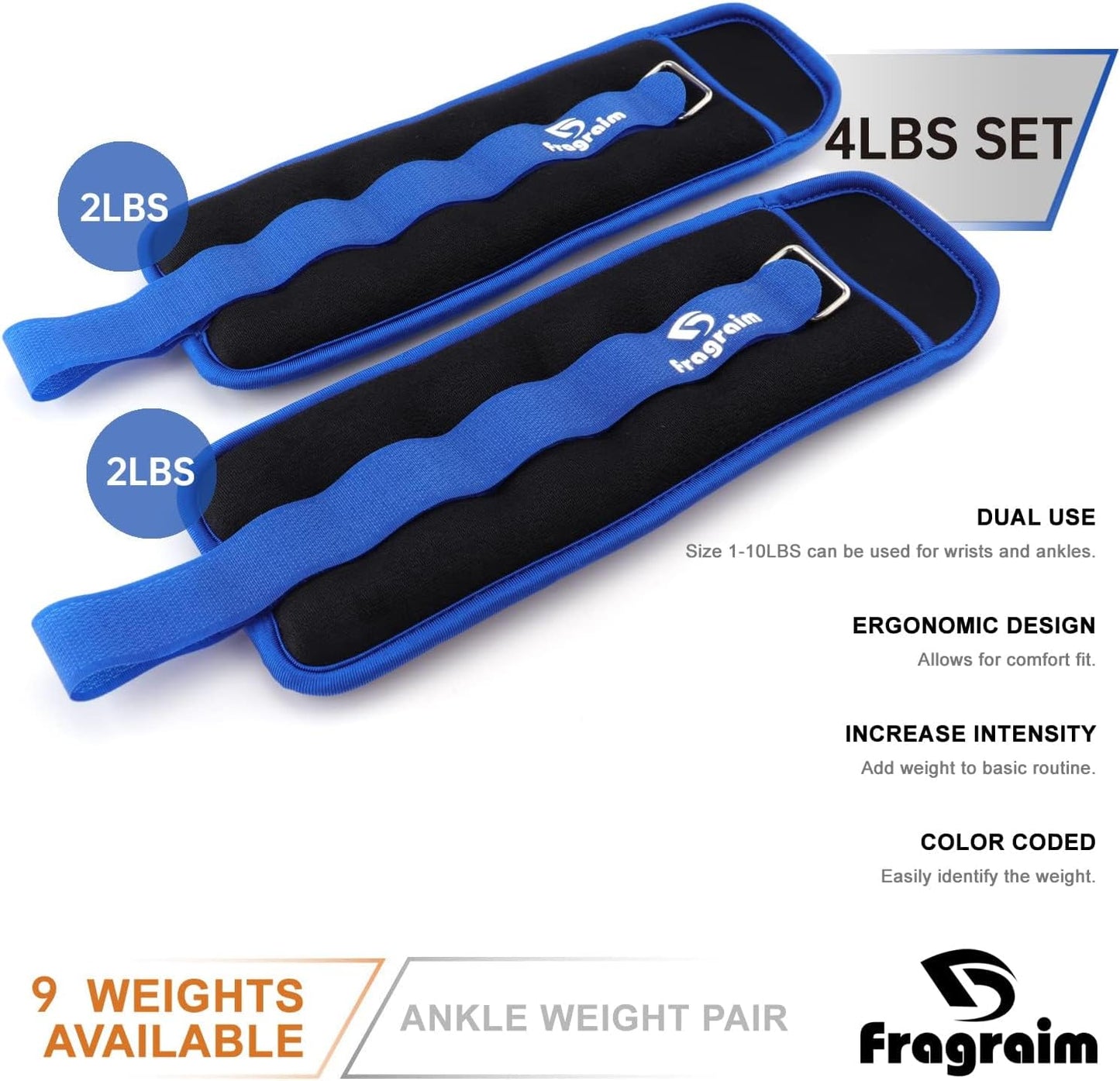 Adjustable Ankle Weights for All Ages - 1/2/3/4/6/8/10/12/15/20 LBS Pair for Strength Training, Jogging, Gymnastics, Aerobics, Home Fitness, and Physical Therapy