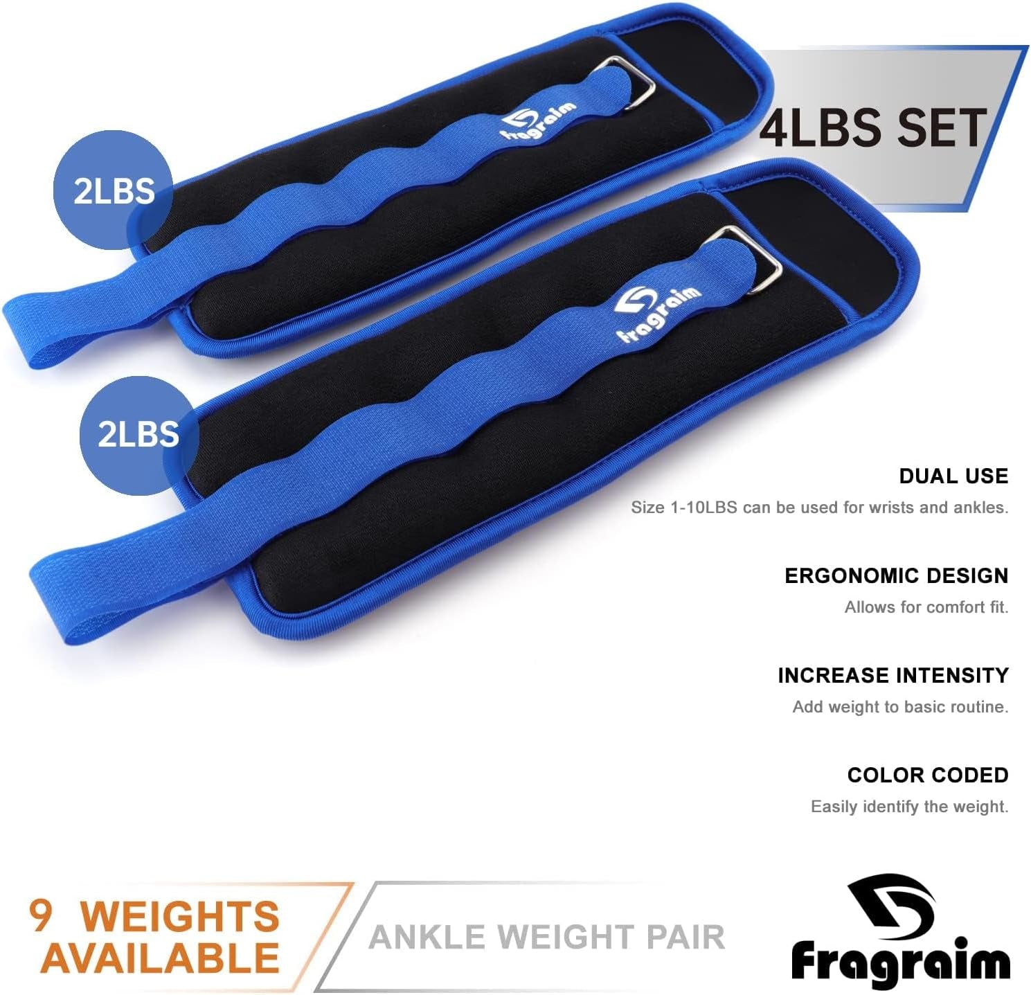Adjustable Ankle Weights for All Ages - 1/2/3/4/6/8/10/12/15/20 LBS Pair for Strength Training, Jogging, Gymnastics, Aerobics, Home Fitness, and Physical Therapy