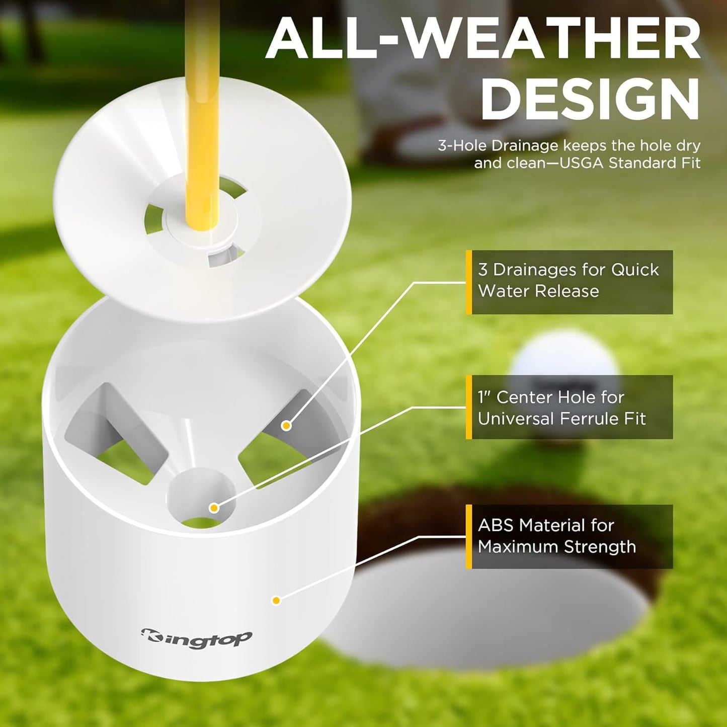 3 Ft Golf Flagstick and Hole Cup Sets with Mini Flags | Two-Section Fiberglass Poles, Ball Retrieval Bases, 4 in Hole Cups, 6 X 8 in Golf Flags, Backyard Practice Putting Green