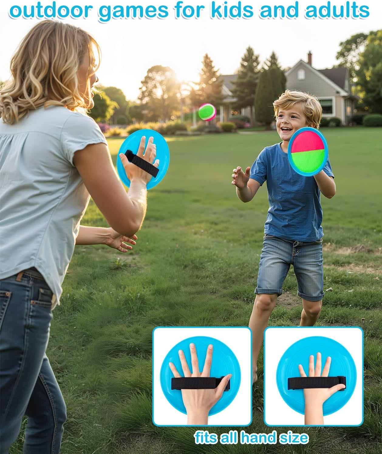Toss and Catch Ball Game Set - Outdoor Toy for Beach, Pool, Yard, and Camping | Includes 2 Paddles, 2 Sticky Balls, and Carry Bag | Engaging Backyard Activity for Kids Ages 3-12 and Families | Perfect Gift for Birthdays and Holidays