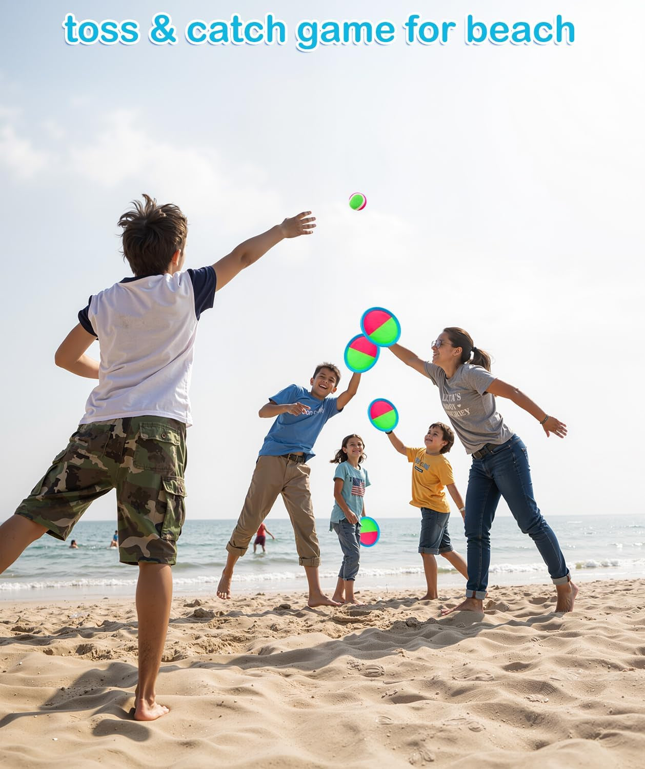 Toss and Catch Ball Game Set - Outdoor Toy for Beach, Pool, Yard, and Camping | Includes 2 Paddles, 2 Sticky Balls, and Carry Bag | Engaging Backyard Activity for Kids Ages 3-12 and Families | Perfect Gift for Birthdays and Holidays